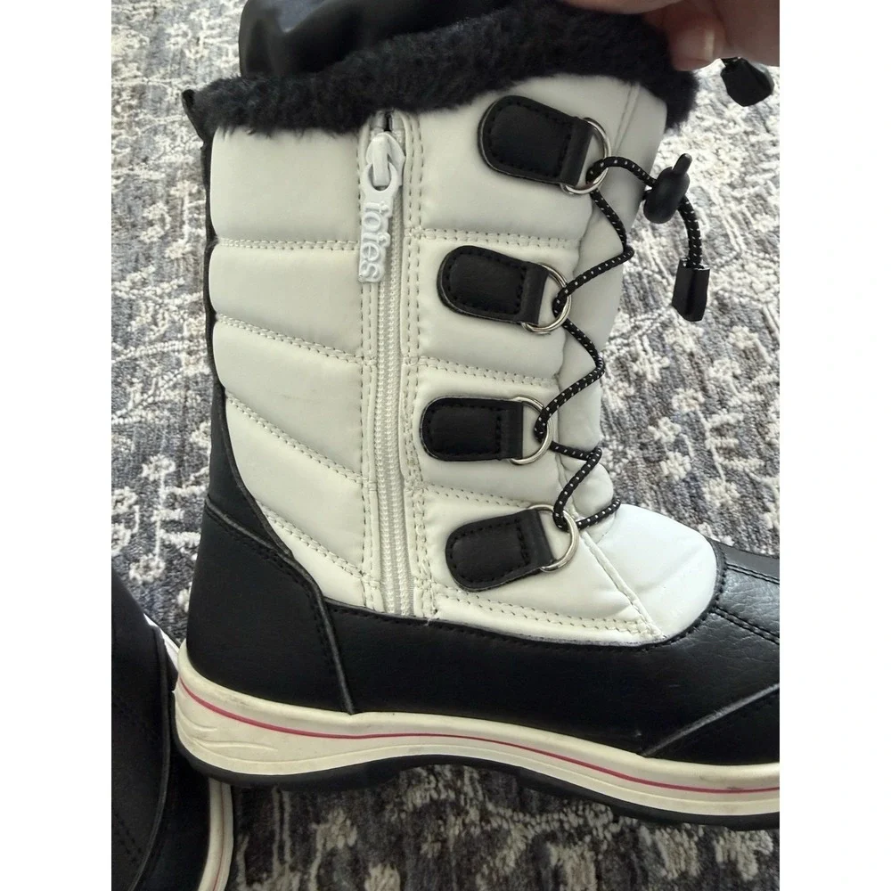 Girls Totes Makenzie White Winter Pull On Zipper Snow Boots Girls US 4M